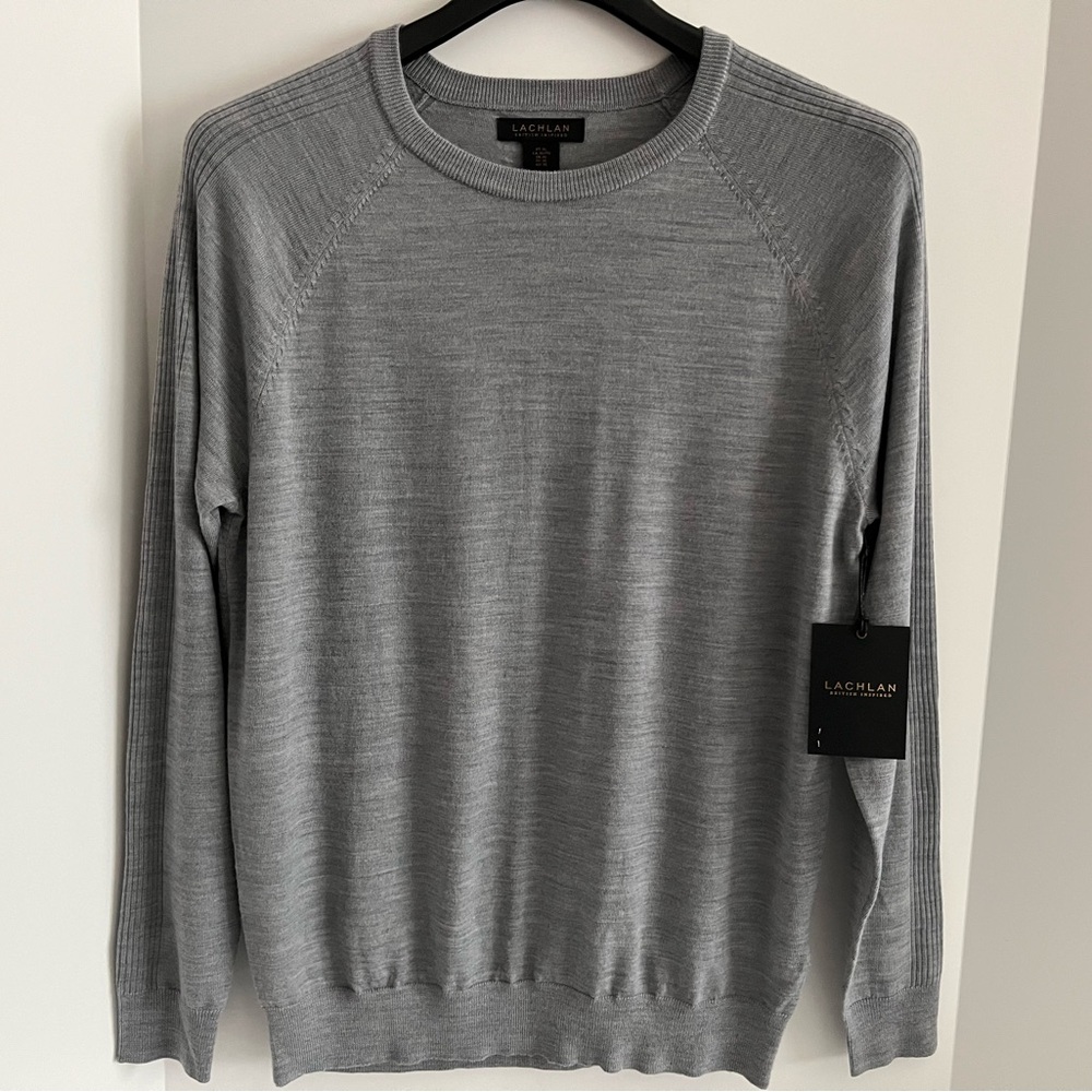 Lachlan 100% Fine Heather Merino Wool Full Fashion Knit Raglan Sleeve Sweater